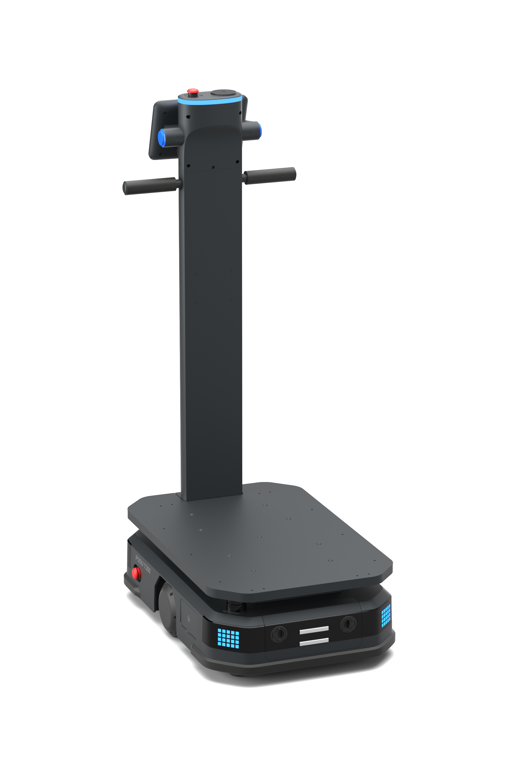 Pudu T300 industrial delivery logistic robot standing backward and left