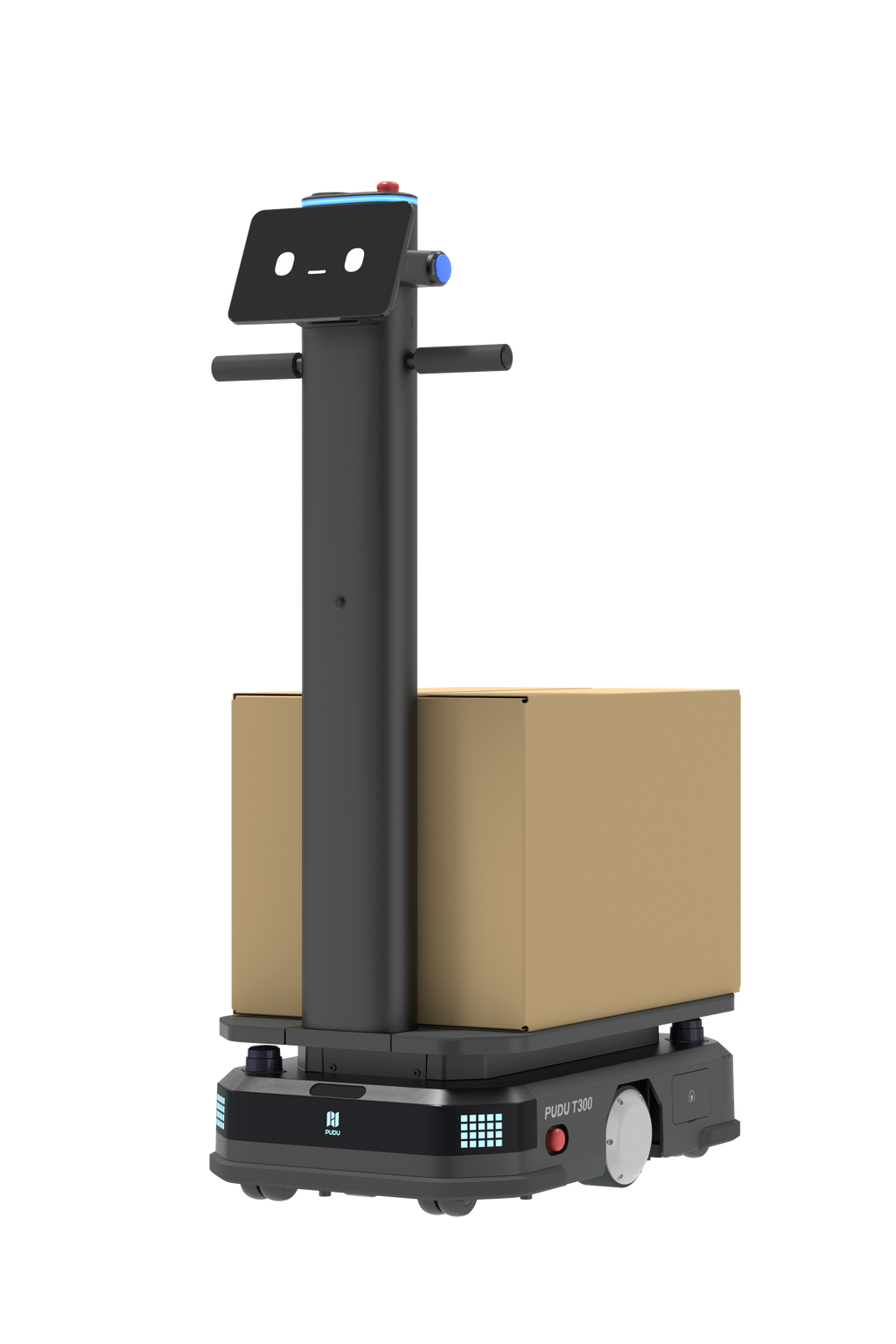 Pudu T300 industrial delivery robot carrying a box