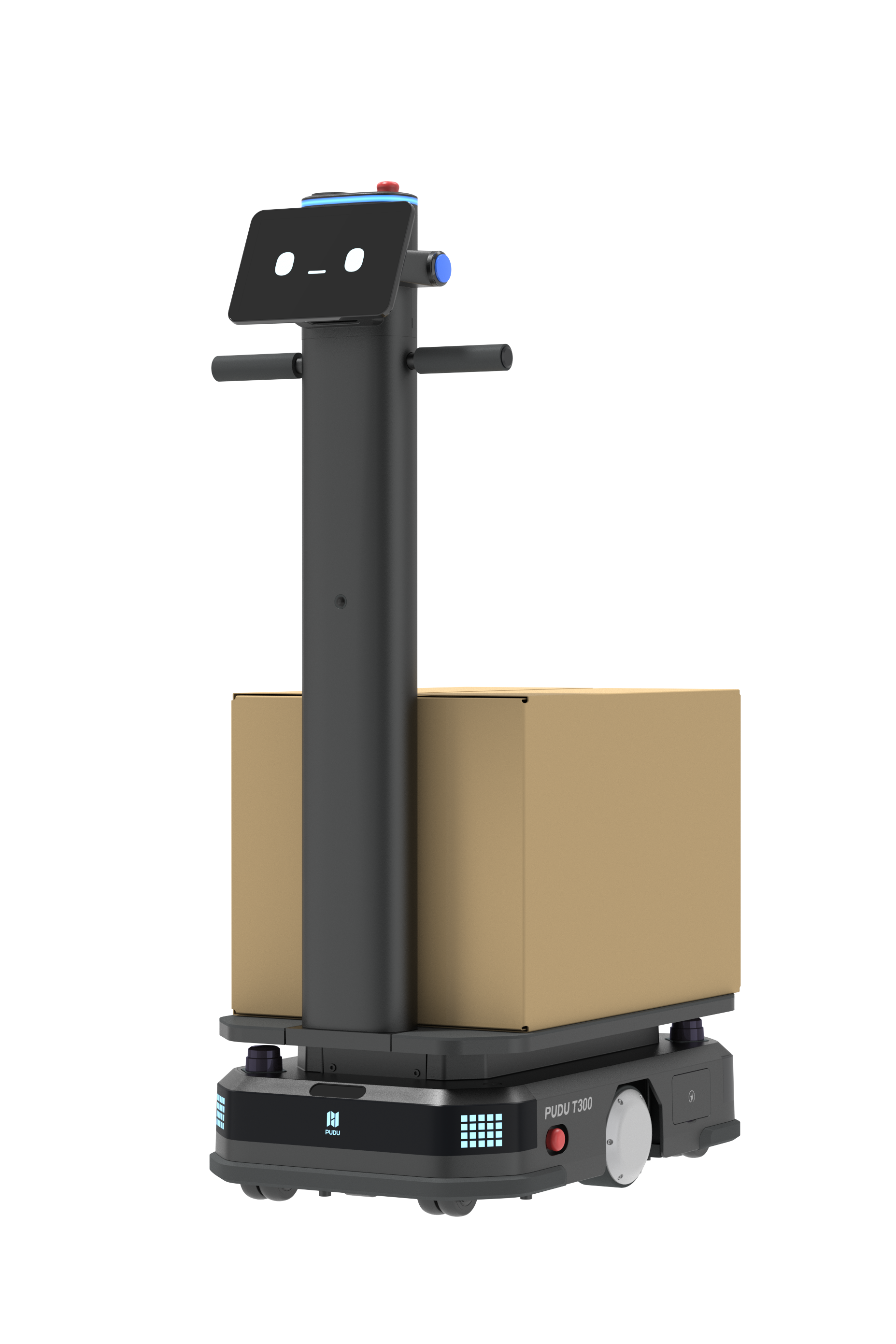 Pudu T300 industrial delivery robot carrying a box