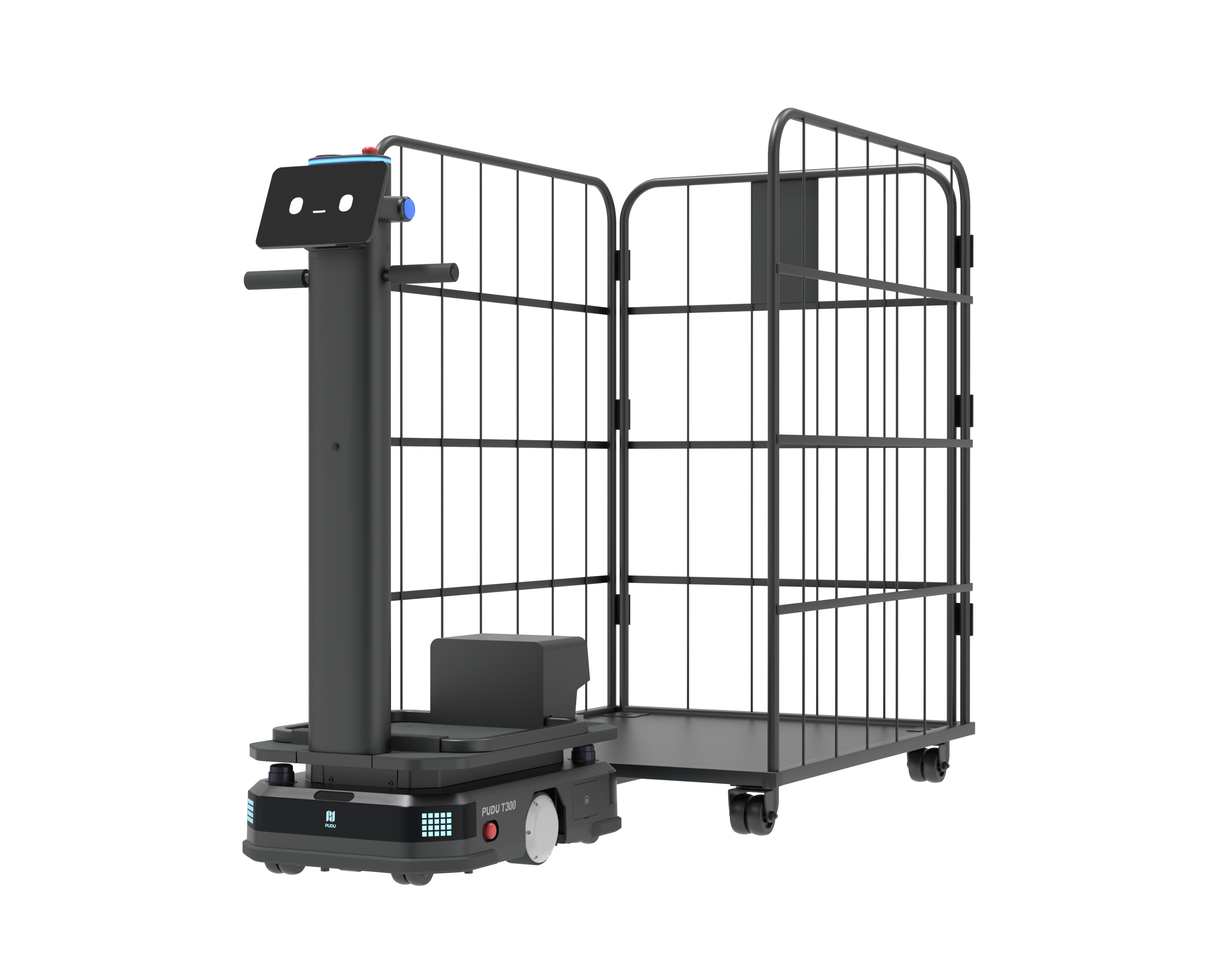 Pudu t300 delivery robot with wire container accessory